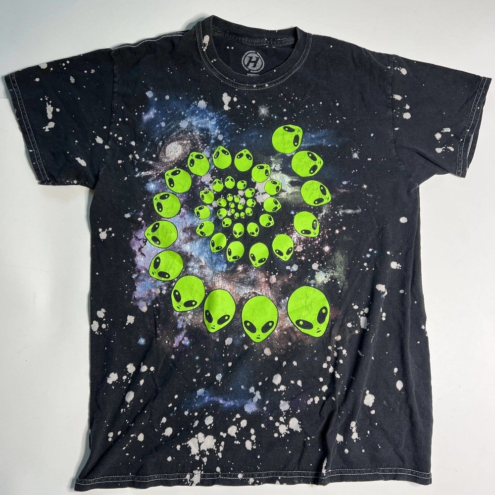 Hybrid Galaxy Alien Paint Splatter Solid T-Shirt Black Men's Medium